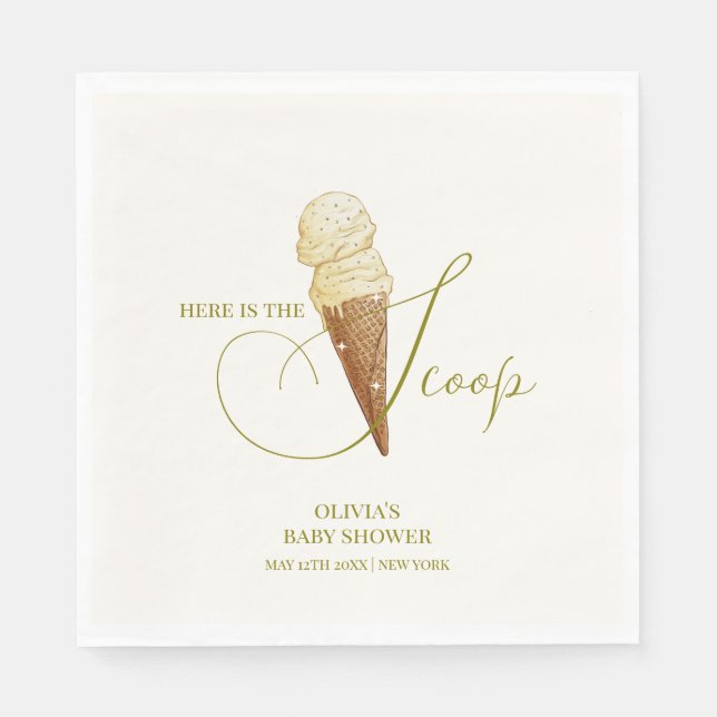 Modern Elegant Scoop Ice Cream Baby Shower  Napkins (Front)