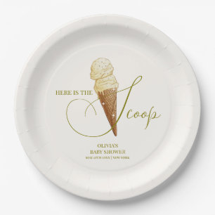Modern Elegant Scoop Ice Cream Baby Shower  Paper Plates