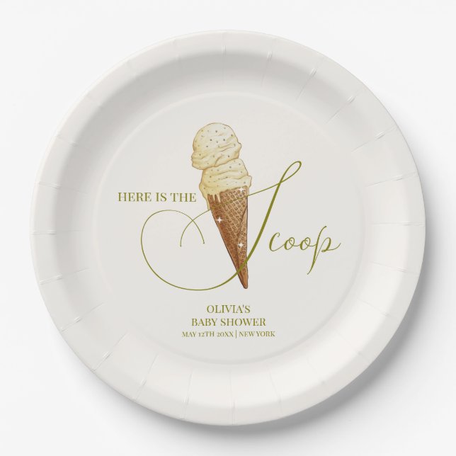 Modern Elegant Scoop Ice Cream Baby Shower  Paper Plates (Front)