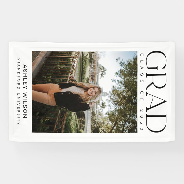 Modern Elegant Script 1 Photo Vertical Graduation  Banner (Horizontal)