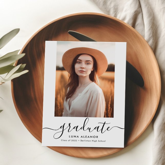 Modern Elegant Script 2023 Graduation Photo Announcement (Creator Uploaded)