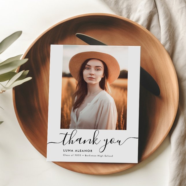 Modern Elegant Script 2023 Graduation Photo Thank You Card (Creator Uploaded)