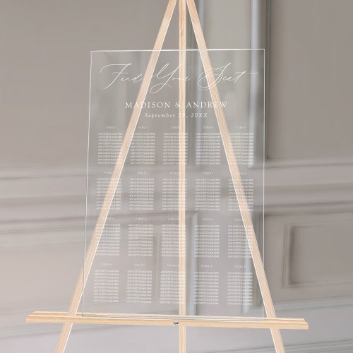 Modern Elegant Script 20 Table Seating Chart