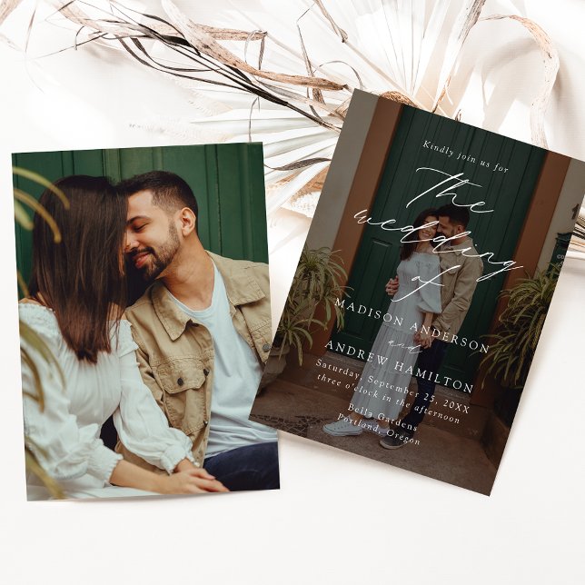 Modern Elegant Script 2 Photo Wedding Invitation (Creator Uploaded)