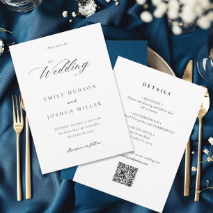 Modern Elegant Script All in One Wedding Invitation