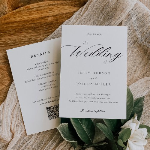 Modern Elegant Script All in One Wedding Invitation