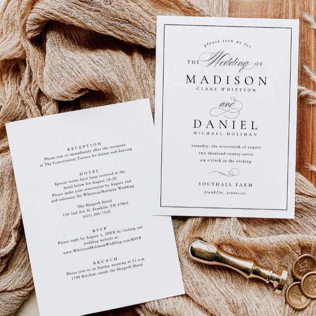 Modern Elegant Script All in One Wedding Invitation (Creator Uploaded)