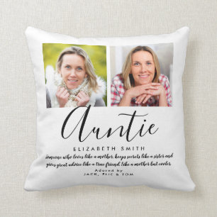 Modern Elegant Script Auntie Quote Photo Throw Pillow