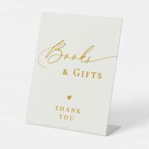 Modern Elegant Script Baby Shower Books and Gifts Pedestal Sign