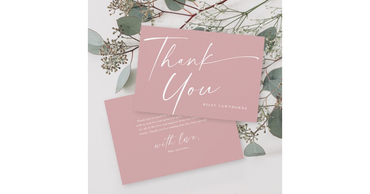 Modern Elegant Script Baby Shower Thank You Card | Zazzle