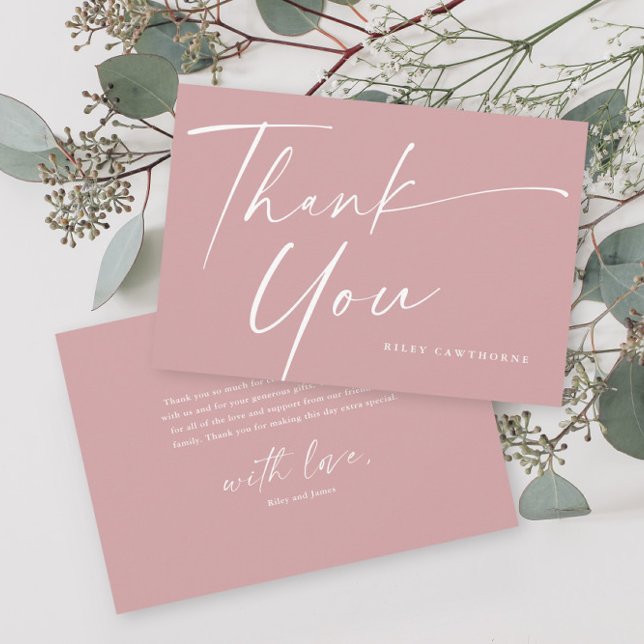 Modern Elegant Script Baby Shower Thank You Card (Creator Uploaded)