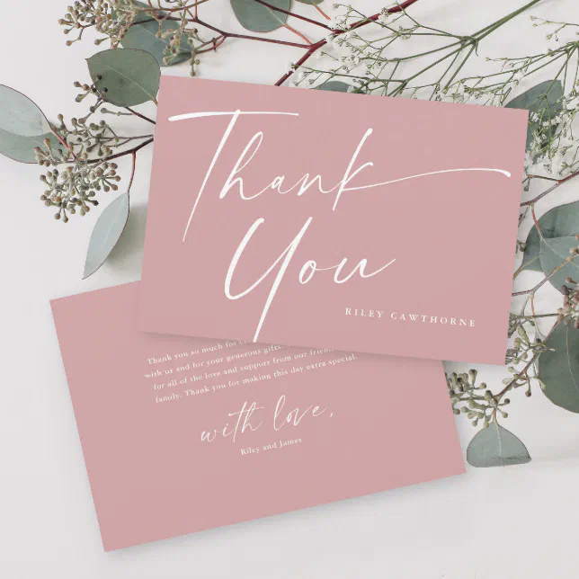 Modern Elegant Script Baby Shower Thank You Card | Zazzle