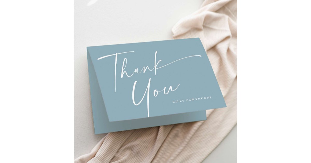 Modern Elegant Script Baby Shower Thank You Card | Zazzle