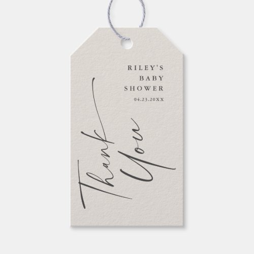 Modern Elegant Script Baby Shower Thank You Favor Gift Tags