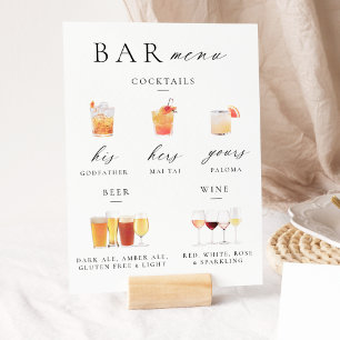 Modern Elegant Script Bar Menu Signature Poster