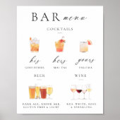 Modern Elegant Script Bar Menu Signature Poster | Zazzle