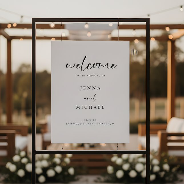 Modern Elegant Script Beige Wedding Welcome Foam Board (Creator Uploaded)