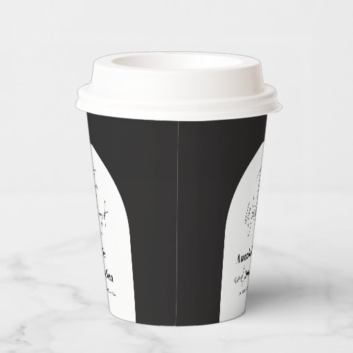 modern elegant script black and white arch wedding paper cups | Zazzle