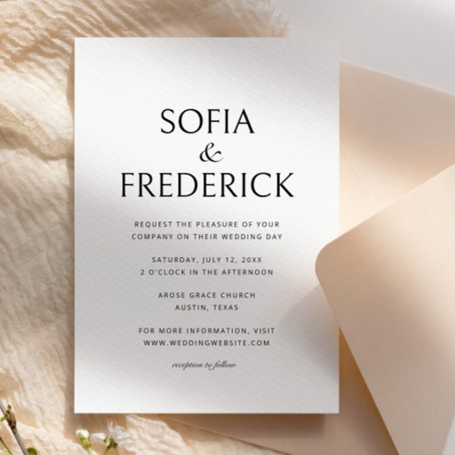 Modern Elegant Script Black and White Wedding Invitation (Creator Uploaded)