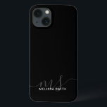 Modern Elegant Script Black Initial Monogram iPhone 13 Case<br><div class="desc">Black Minimalist Modern Initial Monogram Phone Case. Create your own personalized iPhone Case with custom name and initials in script calligraphy typography.</div>