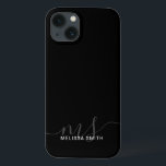 Modern Elegant Script Black Initial Monogram iPhone 13 Case<br><div class="desc">Black Minimalist Modern Initial Monogram Phone Case. Create your own personalized iPhone Case with custom name and initials in script calligraphy typography.</div>