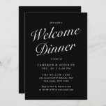 Modern Elegant Script Black + White Welcome Dinner Invitation at Zazzle