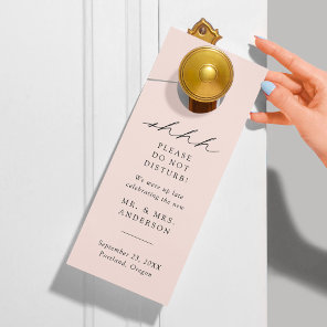 Modern Elegant Script Blush Do Not Disturb Wedding Door Hanger
