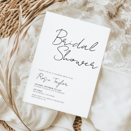 Modern Elegant Script Bridal Shower Invitation