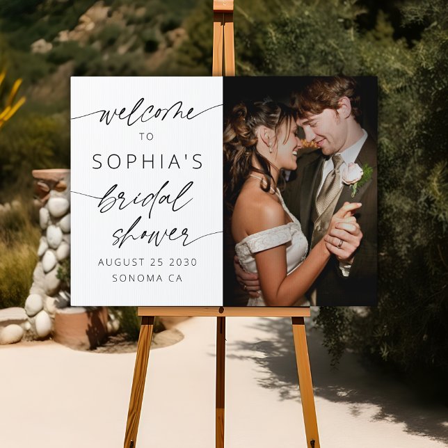 Modern Elegant Script Bridal Shower Photo Welcome Sign (Creator Uploaded)