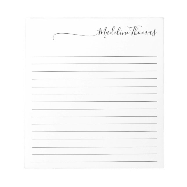 Modern Elegant Script Calligraphy Name Notepad (Front)