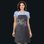 Modern Elegant Script Chalkboard Hair by You Apron<br><div class="desc">Show off your skills with this modern elegant apron, in a chalkboard style pattern... featuring white hand lettered script typography, and salon tools with a splash of color. Perfect for all Hair Professionals. Add your name by following the "Personalize this template" link. If your name is shorter, you can push...</div>