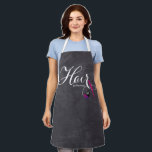 Modern Elegant Script Chalkboard Hair by You Apron<br><div class="desc">Show off your skills with this modern elegant apron, in a chalkboard style pattern... featuring white hand lettered script typography, and salon tools with a splash of color. Perfect for all Hair Professionals. Add your name by following the "Personalize this template" link. If your name is shorter, you can push...</div>