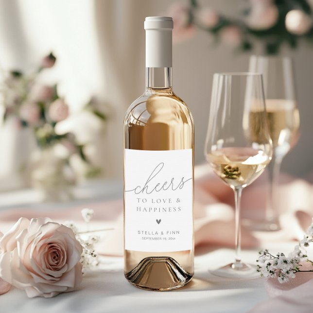 Modern Elegant Script Cheers Wedding Favor Wine Label (Modern Elegant Script Cheers Wedding Favor Wine Label)