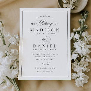 Modern Elegant Script Classic Budget Wedding Invitation