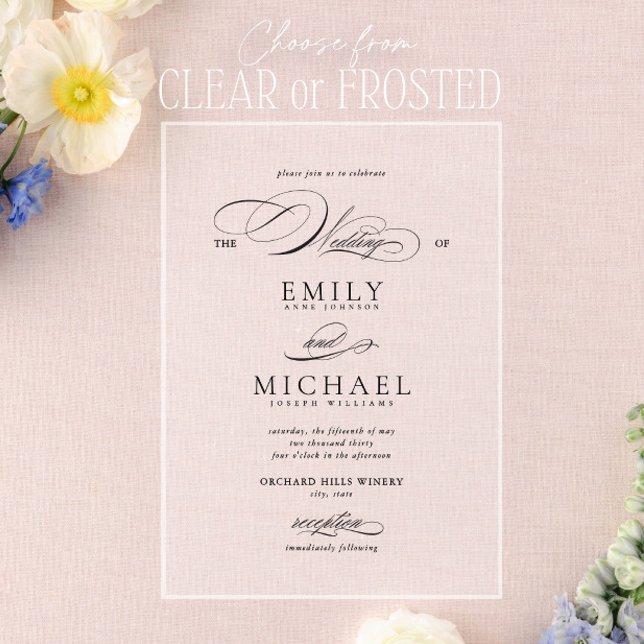 Modern Elegant Script Classic Wedding Acrylic Invitations (Creator Uploaded)
