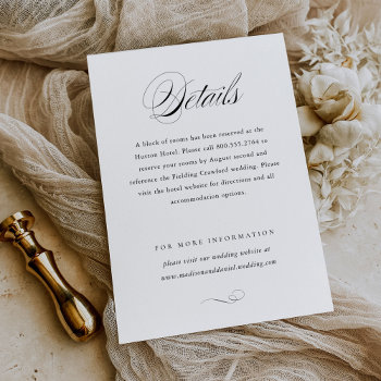 Modern Elegant Script Classic Wedding Details Enclosure Card by JAmberDesign at Zazzle