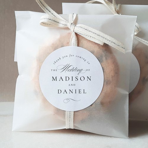 Modern Elegant Script Classic Wedding Favor Classic Round Sticker