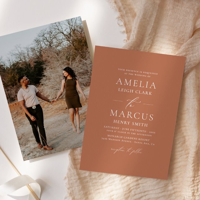 Modern Elegant Script Clay Wedding Invitation (Creator Uploaded)