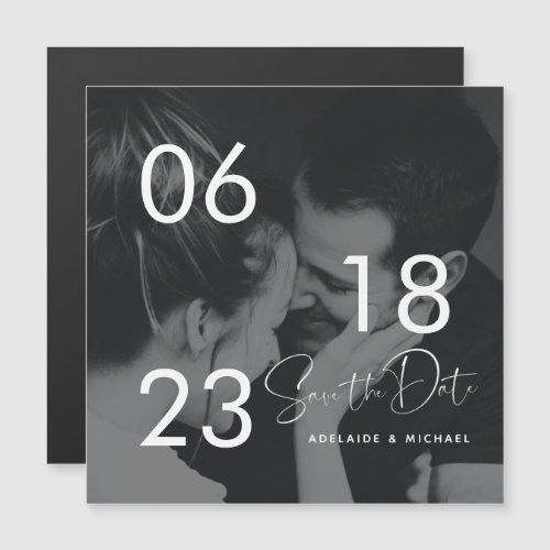 Modern Elegant Script Couple Photo Save the Date