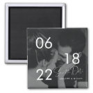 Modern Elegant Script Couple Photo Save the Date Magnet