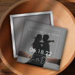 Modern Elegant Script Couple Photo Save the Date Magnet<br><div class="desc">Modern Elegant Script Couple Photo Save the Date Magnet. Simple black transparent overlay bold typography design. Contact us if you need some assistance: yourstyle@pgco-designs.com .</div>