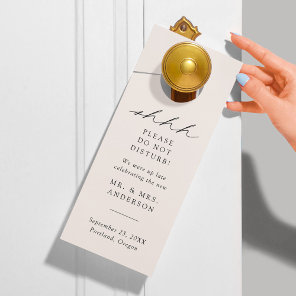 Modern Elegant Script Cream Do Not Disturb Wedding Door Hanger