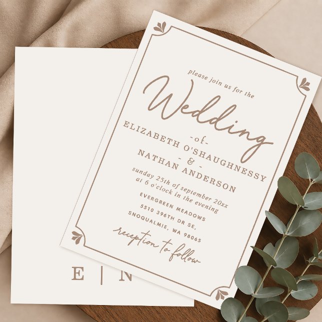 Modern Elegant Script Cream Wedding Invitation (Creator Uploaded)