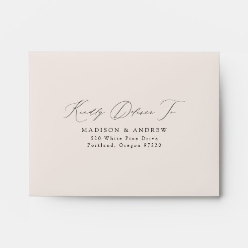 Modern Elegant Script Cream Wedding RSVP Envelope