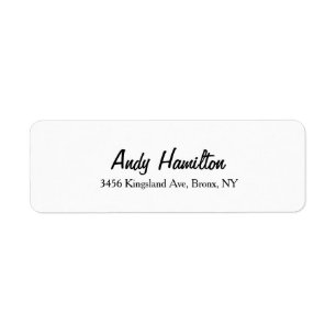 Modern Elegant Script Creative Plain Black White Label