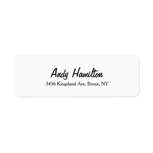 Modern Elegant Script Creative Plain Black White Label (Front)