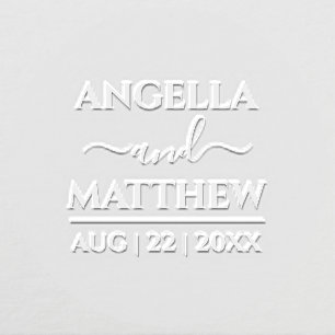 Modern Elegant Script Custom Names Date Wedding Embosser