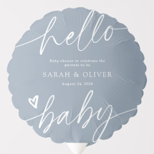 Modern Elegant Script Dusty Blue Baby Shower Balloon