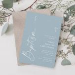 Modern Elegant Script Dusty Blue Boys Baptism Invitation<br><div class="desc">Modern Elegant Script Dusty Blue Boys Baptism Invitation. Click the personalize button to customize this design with your details. To change the colors and fonts choose edit this design further to open up additional options for customization.</div>