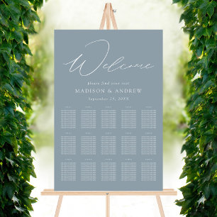 Modern Elegant Script Dusty Blue Seating Chart Foam Board